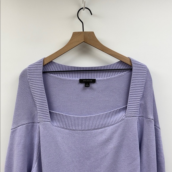 Ann Taylor Chunky Knit Square Neck Pullover Sweater Lilac Purple XL - Picture 3 of 9